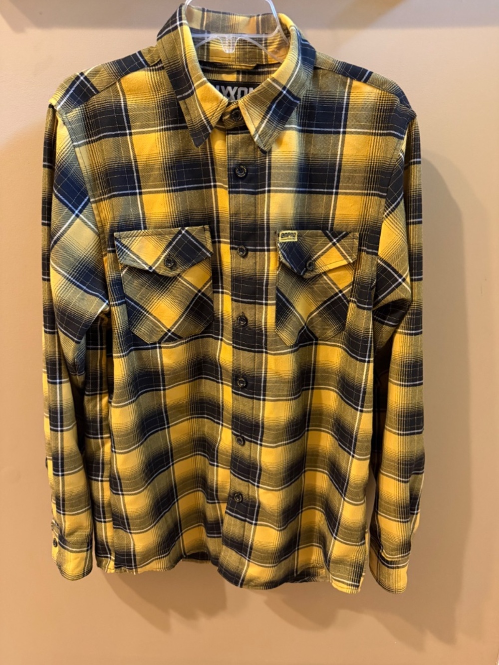 Dixxon Flannel Men's Empire Cat Black Yellow Plaid Shirt Long Sleeve Medium